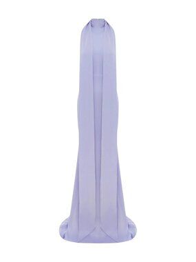 Alex Perry Halter Scarf Gown Satin Crepe Maxi Gown Women's Size 0/XXS